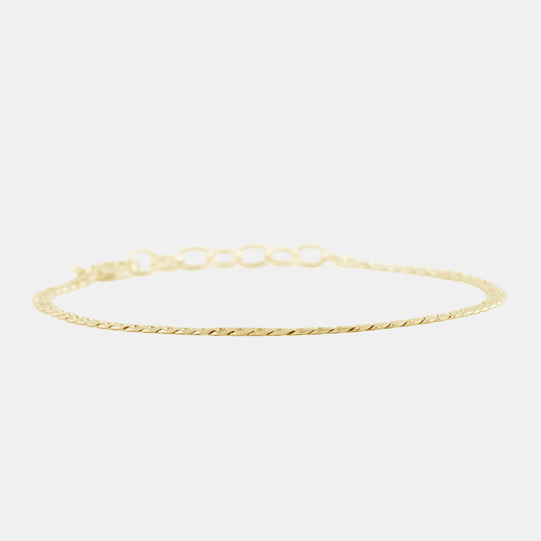 Gold Flat Cuban Chain Bracelet