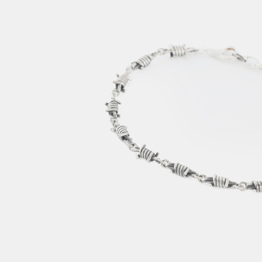 Silver Barbed Wire Bracelet