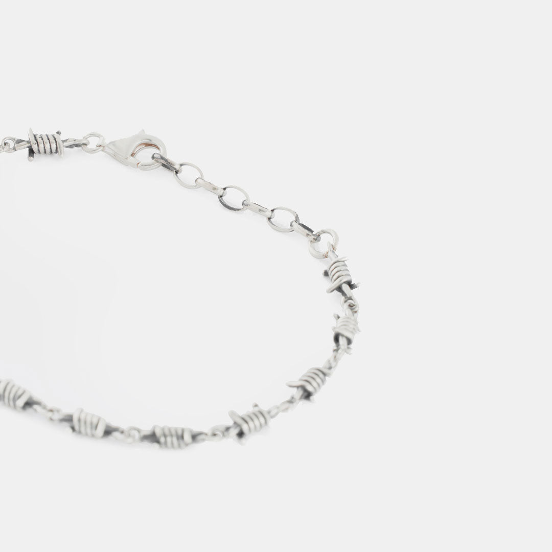 Sterling silver barbed on sale wire bracelet