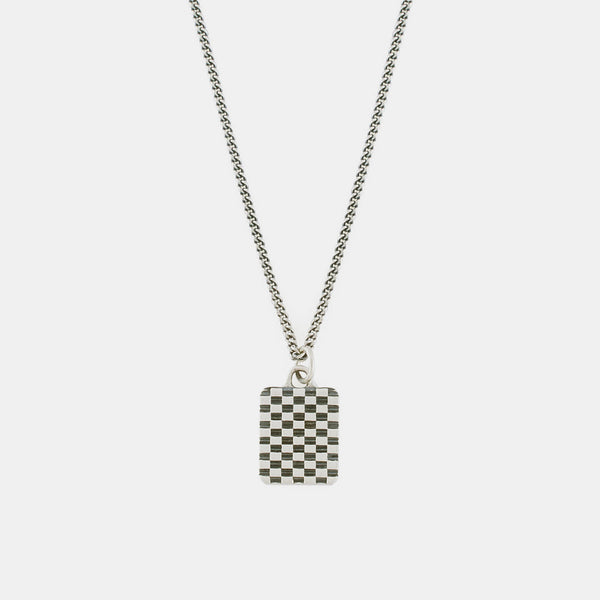 Silver Checkered Necklace