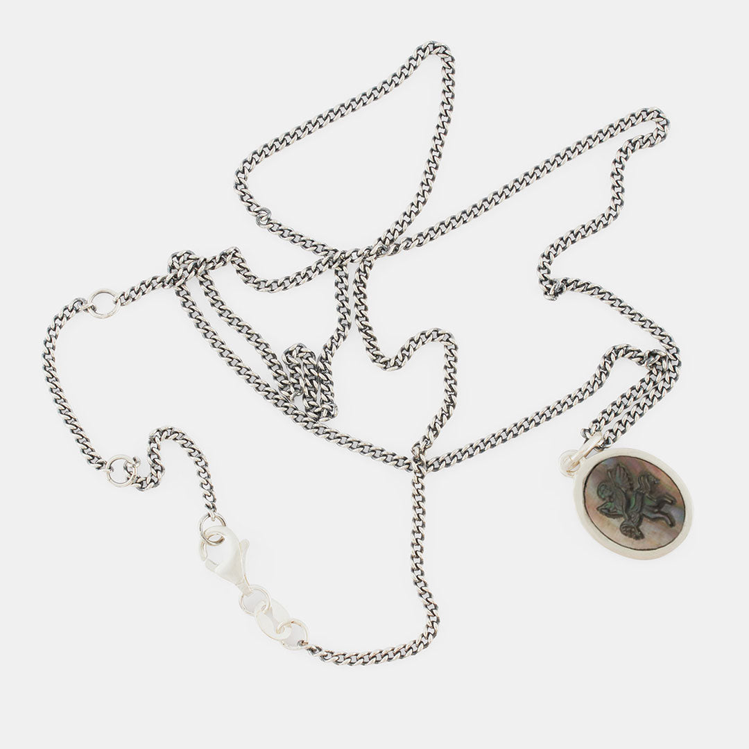 Silver Cherub Cameo Necklace