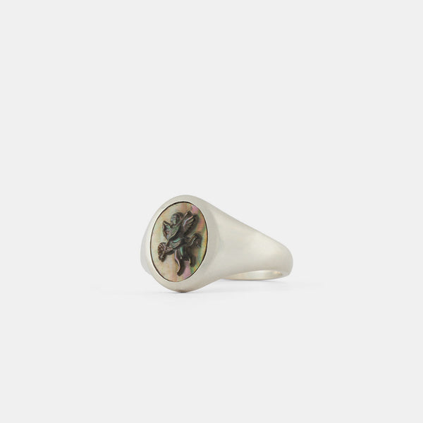 Silver Cherub Cameo Ring