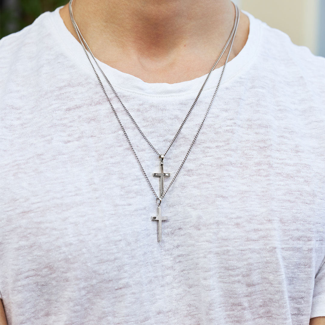 Mens Large Designer Silver Cross Necklace | LOVE2HAVE in the UK!