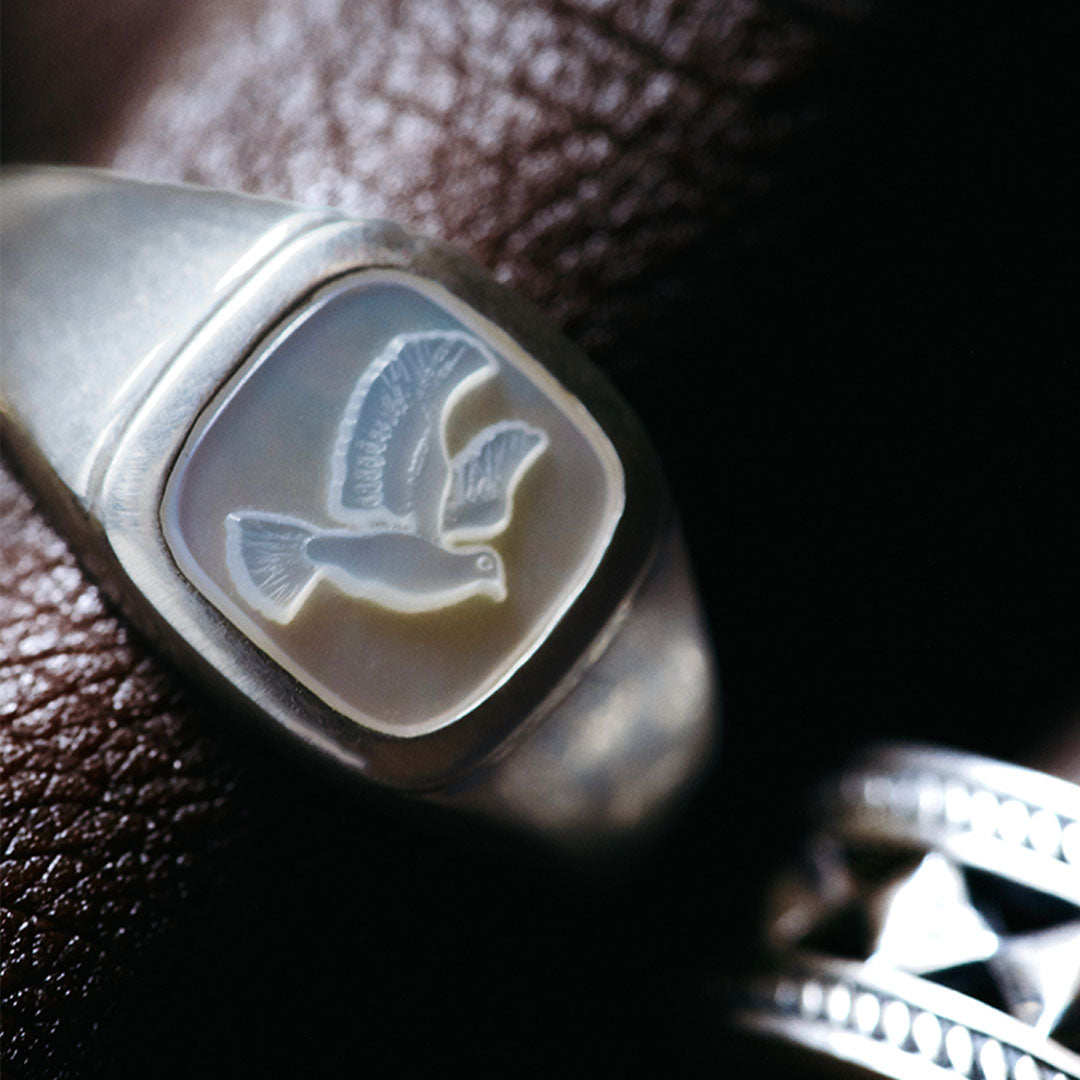 Silver Dove Cameo Ring