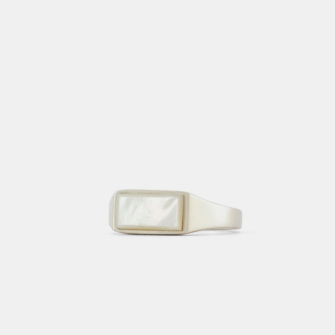 Silver Mother of Pearl Rectangle Ring