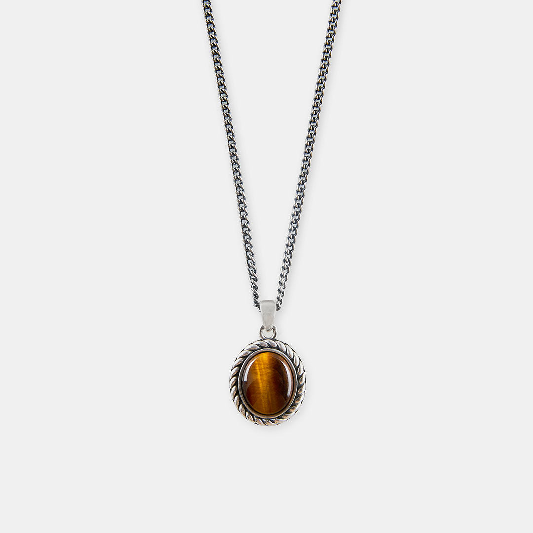NATURALİM Tiger Eye Natural Stone Heart - Studded Couple Lover's Necklaces  - Trendyol