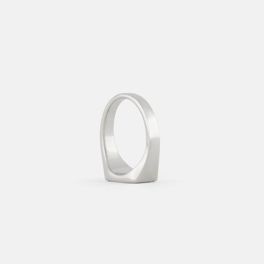 Silver Rectangle Signet Ring Product Shot 4 Grey