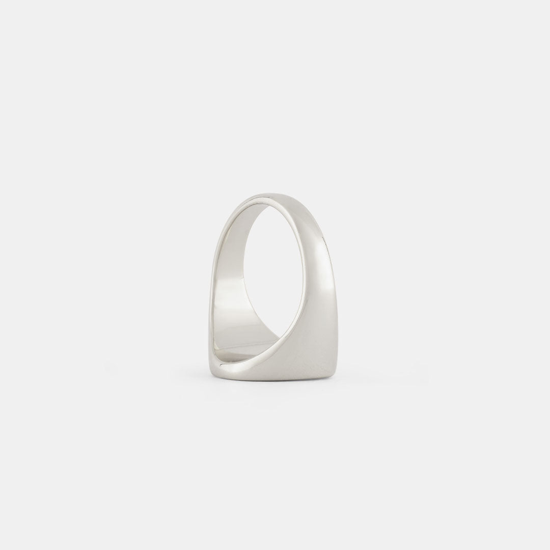 Silver Round Signet Ring Product Shot 4 Grey