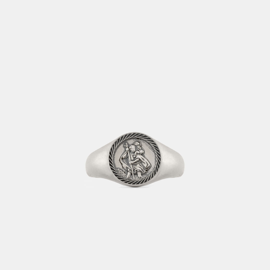 Silver St Christopher Ring in 2023  Multi chain necklace, Signet ring, Saint  christopher