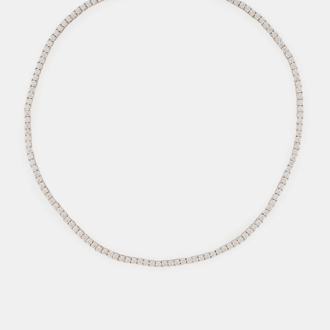 Silver diamond hot sale tennis chain